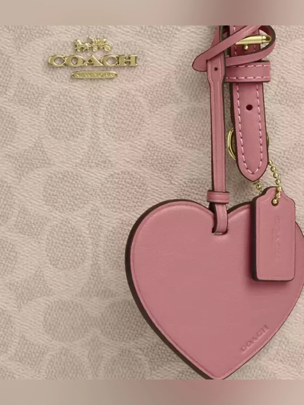 Coach Mollie Tote Bag 25 In Signature Canvas With Heart Charm. New no tag